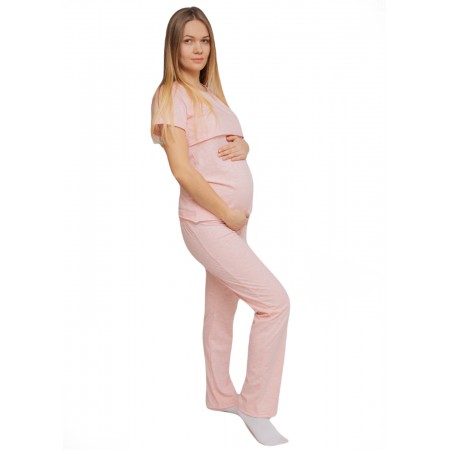 Піжама для вагітних і годуючих з секретом для годування (Футболка + штани) Рожева